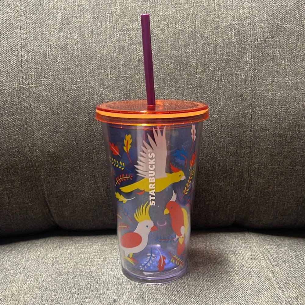 Starbucks Grande Tropical Birds Tumbler with Straw